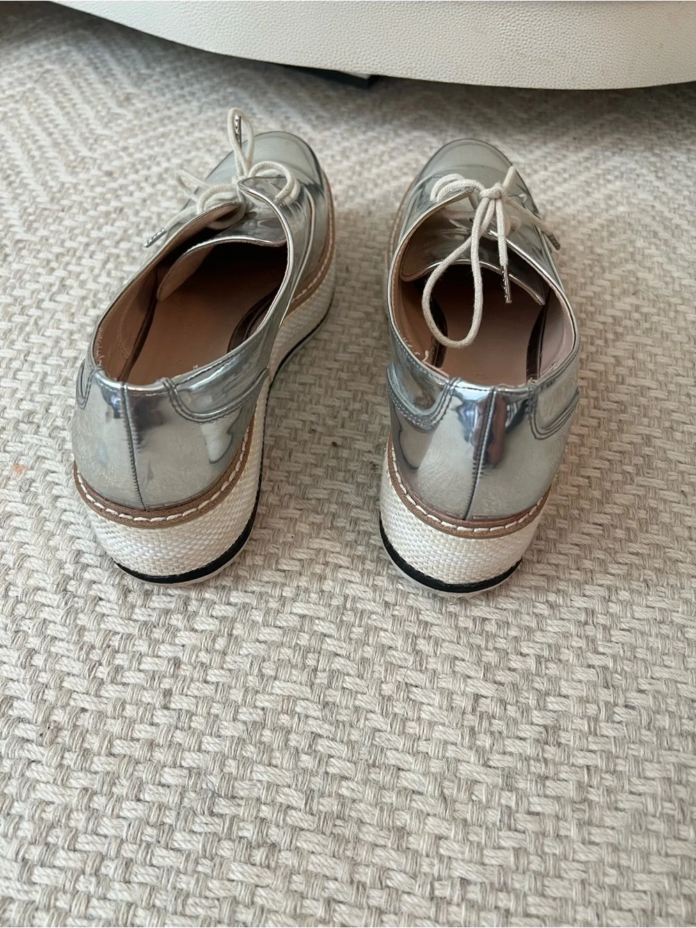 Zara Metallic Silver Platform Lace-Up Oxfords